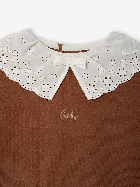 Long-sleeved jumper for baby girls mauve+mocha - vertbaudet enfant 