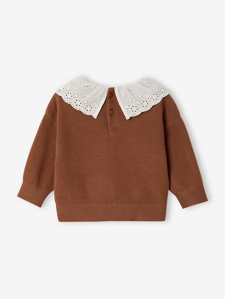 Long-sleeved jumper for baby girls mauve+mocha - vertbaudet enfant 