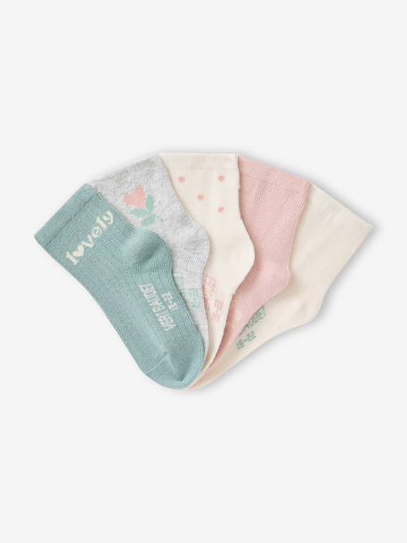 Pack of 5 baby socks for baby girls ecru - vertbaudet enfant 