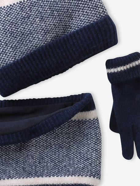 Ensemble garçon bonnet, snood et gants marine - vertbaudet enfant 