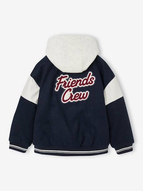 Blouson teddy garçon à capuche amovible marine - vertbaudet enfant 