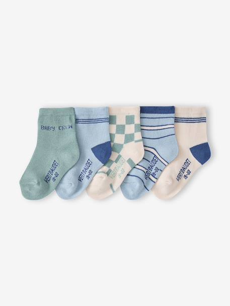 Lot de 5 chaussettes bébé garçon bleu ciel - vertbaudet enfant 