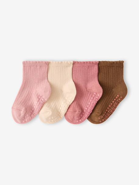 Lot de 4 chaussettes bébé fille vieux rose - vertbaudet enfant 