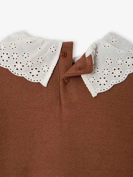 Long-sleeved jumper for baby girls mauve+mocha - vertbaudet enfant 