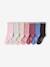 Lot de 7 paires de mi-chaussettes fille lurex bleu+framboise+mauve+rose poudré - vertbaudet enfant 