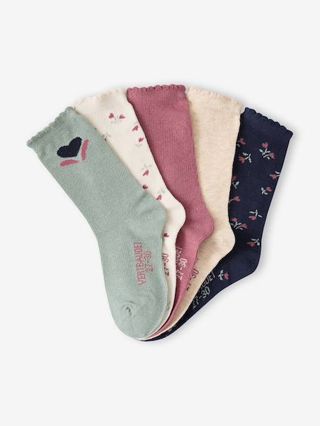 Pack of 5 socks for girls old rose - vertbaudet enfant 