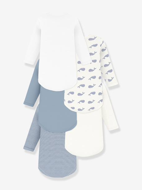 PETIT BATEAUPack of 5 long-sleeved bodysuits blue - vertbaudet enfant 