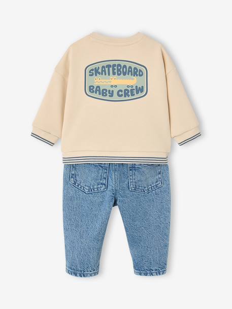 Sweatshirt and jeans set for baby boys vanilla - vertbaudet enfant 