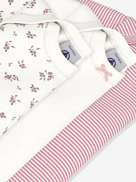 PETIT BATEAU Pack of 3 long-sleeved bodysuits rose - vertbaudet enfant 