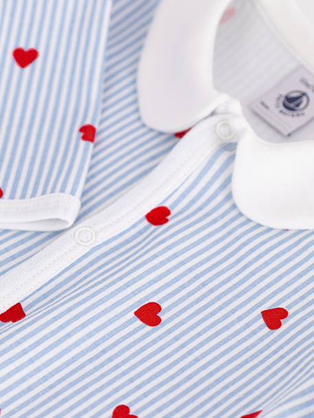 Pyjama bébé à col imprimé coeurs bleu clair - vertbaudet enfant 