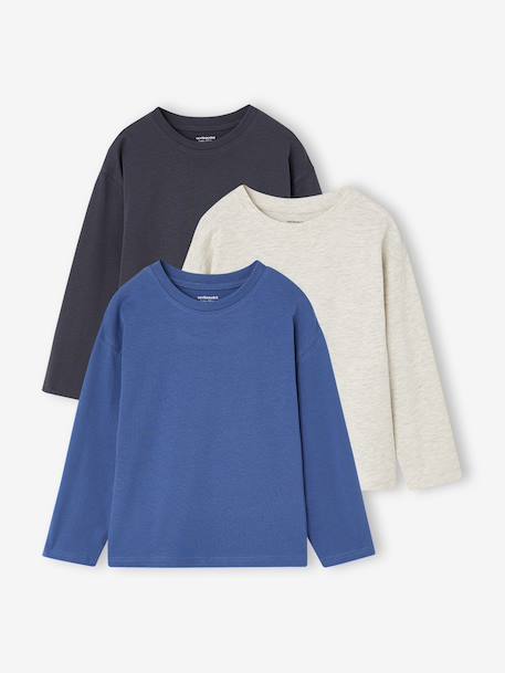 Lot de 3 T-shirts manches longues garçon bleu roi+vert - vertbaudet enfant 