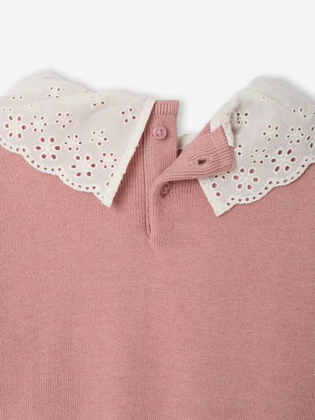 Long-sleeved jumper for baby girls mauve+mocha - vertbaudet enfant 