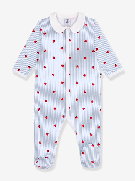 Pyjama bébé à col imprimé coeurs bleu clair - vertbaudet enfant 