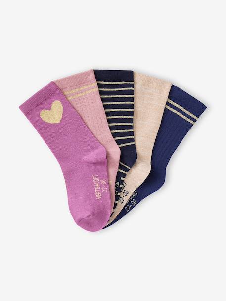 Lot de 5 chaussettes fille mauve - vertbaudet enfant 