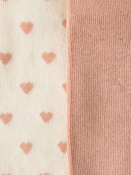 Pack of 2 Pairs of Tights with Heart Motifs for Baby Girls beige+navy blue - vertbaudet enfant 