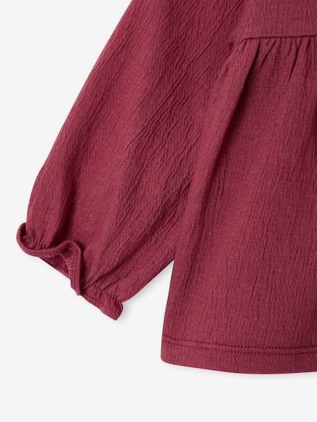 T-shirt for babies in crinkled jersey with crochet collar caramel+plum - vertbaudet enfant 
