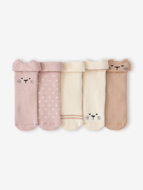 Lot de 5 bottons bébé fille rose poudré - vertbaudet enfant 