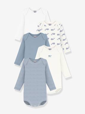Baby-Pack of 5 long-sleeved bodysuits by PETIT BATEAU 