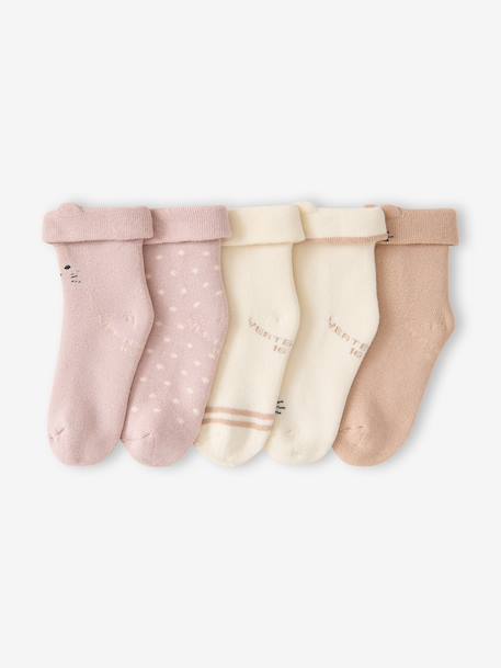 Lot de 5 bottons bébé fille rose poudré - vertbaudet enfant 