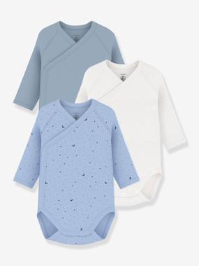 -Pack of 3 long-sleeved wrapover bodysuits by PETIT BATEAU 