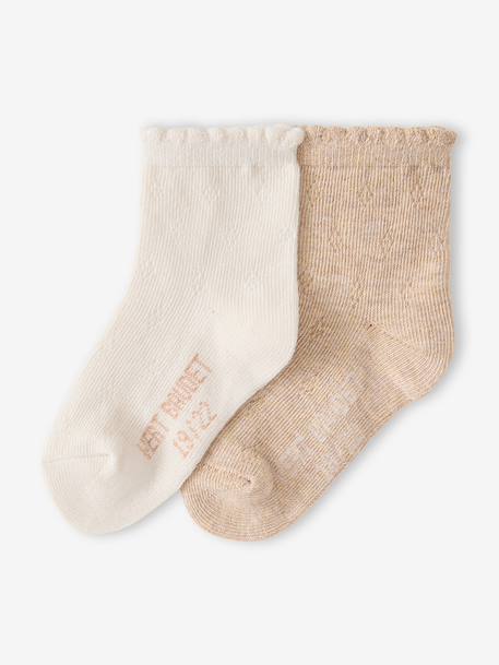 Pack of 2 socks for baby girls ecru - vertbaudet enfant 