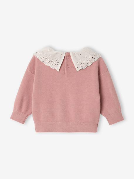 Long-sleeved jumper for baby girls mauve+mocha - vertbaudet enfant 