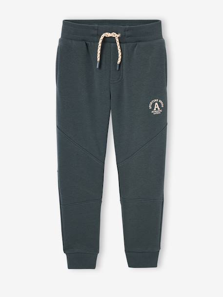 Pantalon jogging 'Athletic' garçon en molleton anthracite+chocolat+lichen - vertbaudet enfant 