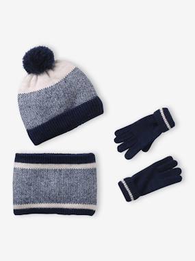 Ensemble garçon bonnet, snood et gants - vertbaudet enfant Garçon-Ensemble garçon bonnet, snood et gants