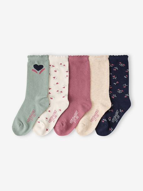 Lot de 5 chaussettes fille vieux rose - vertbaudet enfant 