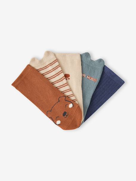 Lot de 5 chaussettes bébé garçon brun - vertbaudet enfant 