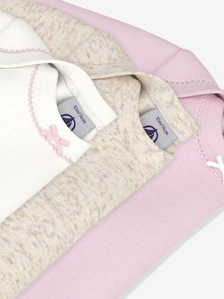 Pack of 3 long-sleeved bodysuits by PETIT BATEAU rose - vertbaudet enfant 