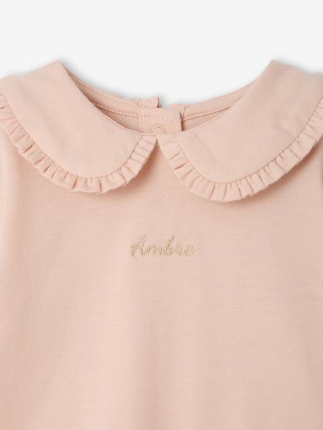 Long Sleeve Top with Peter Pan Collar, for Babies aqua green+Beige+pale pink - vertbaudet enfant 