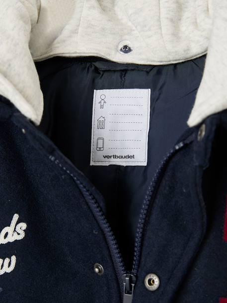 Blouson teddy garçon à capuche amovible marine - vertbaudet enfant 