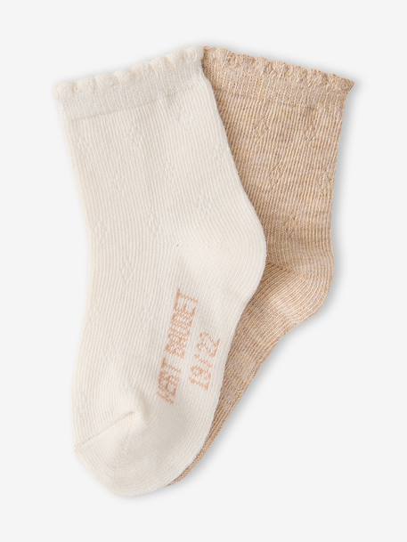Lot de 2 chaussettes bébé fille écru - vertbaudet enfant 