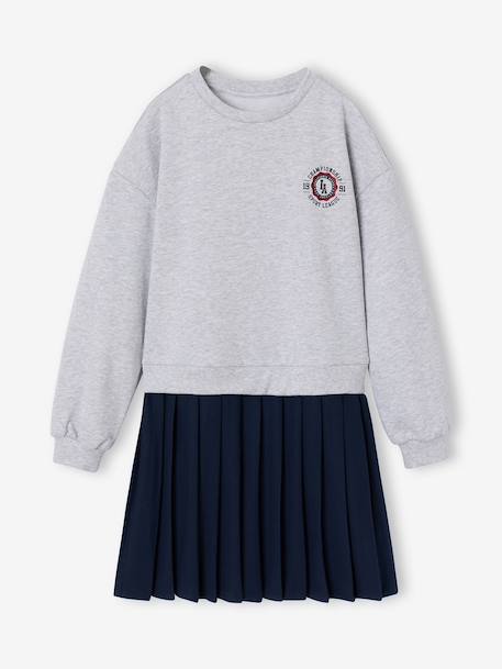 Long-sleeved dress for girls grey - vertbaudet enfant 