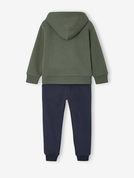 Ensemble sport garçon à capuche bordeaux+ocre+vert sauge - vertbaudet enfant 