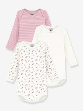 Baby-Pack of 3 long-sleeved bodysuits by PETIT BATEAU 