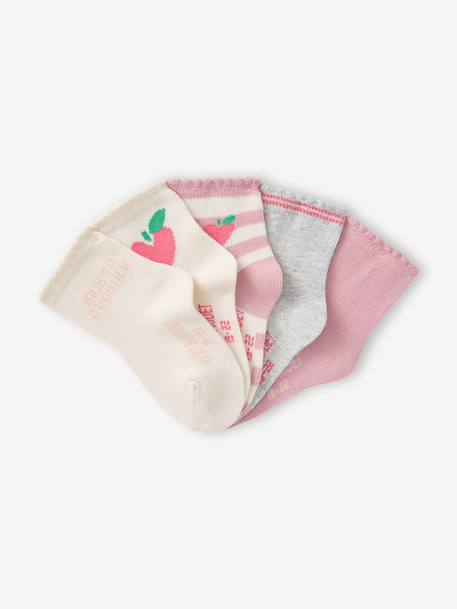 Pack of 5 socks for baby girls old rose - vertbaudet enfant 