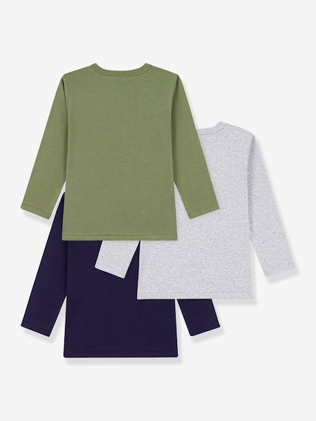 Pack of 3 long-sleeved T-shirts by PETIT BATEAU multicoloured - vertbaudet enfant 