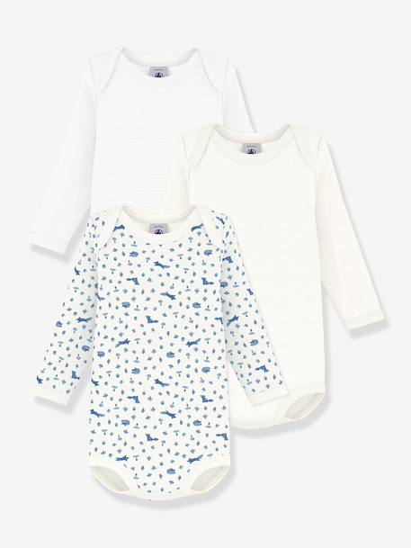 Lot 3 bodies manches longues bleu - vertbaudet enfant 