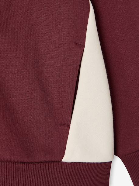 Sweat zippé garçon capuche coloblock bleu moyen+bordeaux+ocre+vert - vertbaudet enfant 