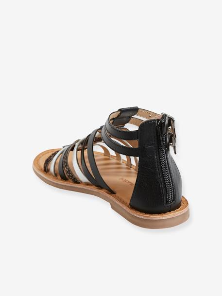Sandales cuir fille esprit spartiates NOIR+or - vertbaudet enfant 