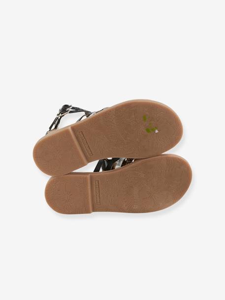 Sandales cuir fille esprit spartiates NOIR+or - vertbaudet enfant 