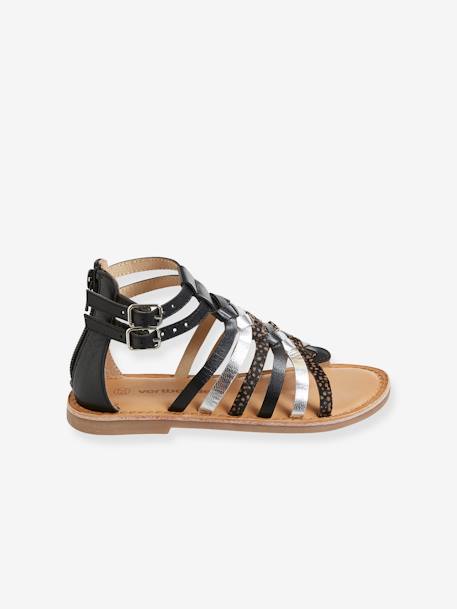 Sandales cuir fille esprit spartiates NOIR+or - vertbaudet enfant 