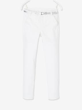 Chino Trousers  in Sateen with Iridescent Belt for Girls  - vertbaudet enfant