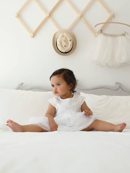 Robe de cérémonie bébé avec tulle blanc - vertbaudet enfant 
