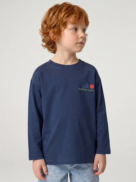 T-shirt manches longues garçon bleu océan+ocre - vertbaudet enfant 