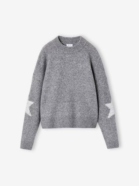 Long-sleeved knit jumper for girls grey - vertbaudet enfant 