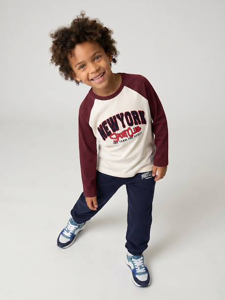 T-shirt manches longues raglan garçon bordeaux - vertbaudet enfant 