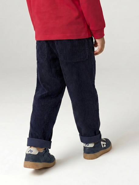 Pantalon en velours côtelé garçon facile à enfiler bleu ardoise+marine - vertbaudet enfant 